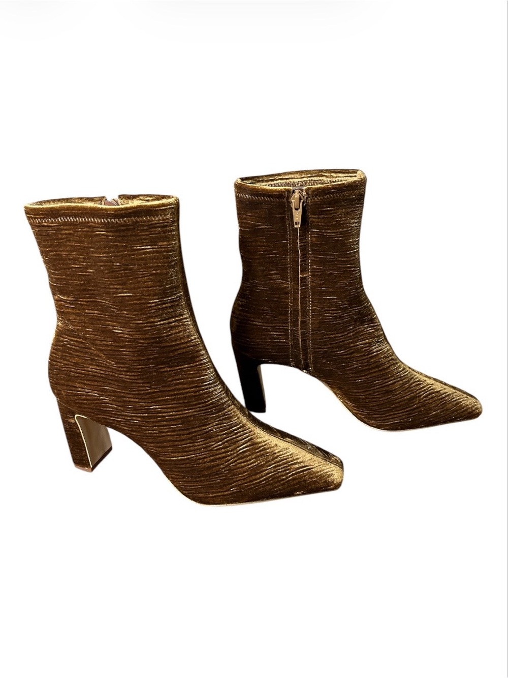Gianni Bini Metallic Gold Bronze Ribbed Knit Stretch Booties NWT Women's 8M